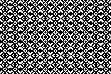 Poster - Abstract seamless geometric pattern with squares and rhombuses. Black and white repeating decorative pattern design.