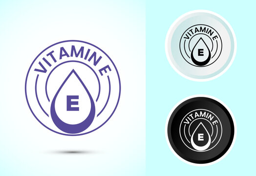Vitamin E icon design illustration. Vitamin E sign symbol in color, black and white