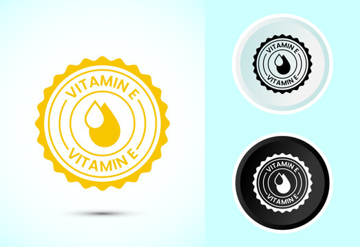 Vitamin E icon design illustration. Vitamin E sign symbol in color, black and white