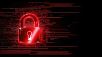 Poster - Digital Lock Icon on a Futuristic Background with Technology Elements and Cybersecurity Concept