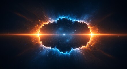 Wall Mural - Hyperspace Spacetime Rift Portal
An abstract background depicting a glowing rip in spacetime that reveals a star-packed hyperspace beyond, with deep blue and orange contrast, perfect for sci-fi
