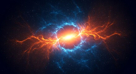 Wall Mural - Hyperspace Spacetime Rift Portal
An abstract background depicting a glowing rip in spacetime that reveals a star-packed hyperspace beyond, with deep blue and orange contrast, perfect for sci-fi