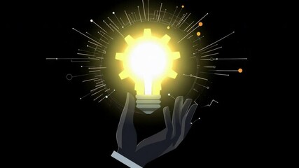 Poster - Hand Holding Light Bulb Symbolizing Innovative Ideas and Creative Thinking in Technology and Business Context