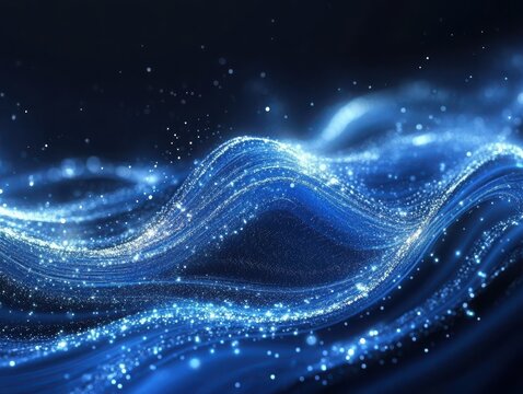 Background reveals glow ripple thread of fluid wave
