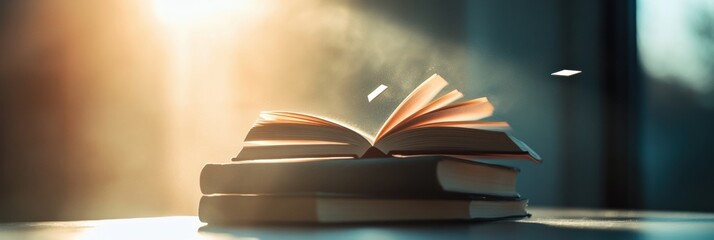 Aufkleber - Illuminated Knowledge Odyssey Ethereal Book Storytelling for Digital Learning, Imagination Unleashed in Immersive Educational Content