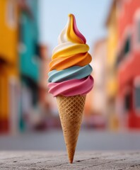 Aufkleber - Vibrant Urban Soft Serve Artisanal Color-Swirled Gourmet Ice Cream Aesthetic - Millennial Food Culture and -Worthy Culinary Trend