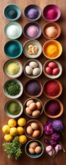 Aufkleber - Culinary Color Palette Vibrant Farm-Fresh Ingredients Revealing Artisan Food Stylings Minimalist Trend in Gourmet Ingredient