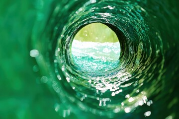 Poster - Fluid Dynamics Emerald Vortex Immersive Circular Motion Design Visualizing Technological Innovation, Quantum Flow, and Sustainable Energy Transformation