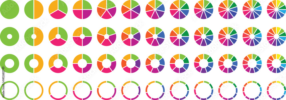 Vector de Stock Pie chart color icons. Segment slice sign. Circle ...