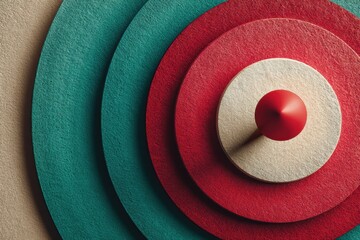 Poster - Minimalist Performance Precision Textured Archery Target Visualization in Saturated Color Palette - Strategic Goal Achievement and Success Metaphor