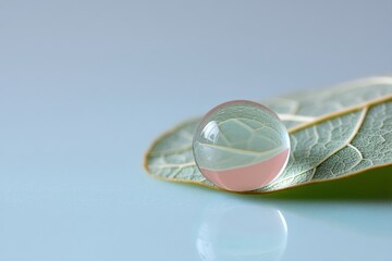 Aufkleber - Biodesign Macro Innovation Crystal-Clear Water Droplet Revealing Leaf Vein Ecosystem, Sustainable Science for Climate Education