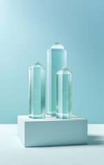 Leinwandbilder - Minimalist Virtual Reality Tech Showcase Translucent Crystal Accessory Display for Innovative Digital Experience Design and Futuristic Product Visualization