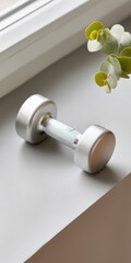 Aufkleber - Minimalist Smart Home Fitness Sleek Adjustable Dumbbell with Biophilic Wellness Design - Compact Urban Strength Training Aesthetic for Modern Lifestyle Optimization