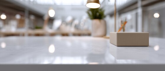 Aufkleber - Minimalist Career Transition Mockup Sleek White Glass Surface with Professional Staging - Modern Workplace Branding and Entrepreneurial Storytelling