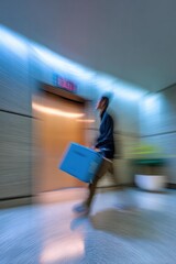 Fototapete - Hyper-Mobility Gen Z Professional Dynamic Urban Motion Blur, Corporate Agility and Next-Gen Workplace Performance in High-Speed Transit