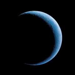 Aufkleber - Celestial Minimalism High-Resolution Lunar Crescent in Deep Blue - Cutting-Edge Astronomical Visualization for Digital Media and Scientific Innovation