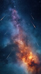 Poster - Cosmic Spectacle Immersive Meteor Shower Visualization - Ultra-High Resolution Astronomical Event Showcasing Celestial Dynamics for Science and Inspiration