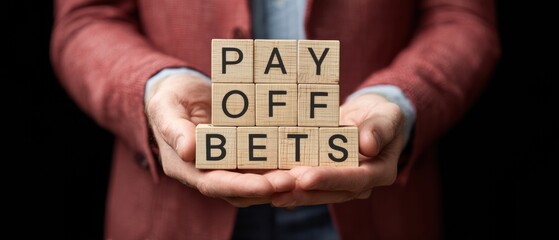 Poster - Minimalist Financial Empowerment Entrepreneurial Insight into Debt Management with Tactile Wooden Block Strategy for Modern Professional Success