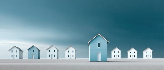 Poster - Minimalist Suburban Housing Investment Modern Architectural Uniformity Meets Distinctive Design - Emerging Real Estate Trend of Personalized Standardization