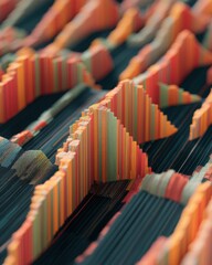 Aufkleber - Dramatic Financial Volatility Landscape Immersive Data Visualization of Market Dynamics, Geometric Data Trends in High-Contrast Digital