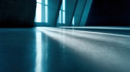 Fototapete - Liminal Digital Workspace Minimalist Corporate Anxiety Visualization - Future of Work Aesthetic in Dark Blue Immersive Design