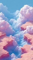 Aufkleber - Ethereal Digital Dreamscape Pastel Isometric Metaverse Terrain Exploring Immersive Virtual Landscapes and Creative Digital Experience Design