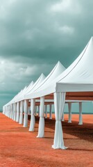Aufkleber - Minimalist Event Architecture Elegant White Modular Wedding Pavilions Transforming Outdoor Celebration Spaces with Sustainable Design Aesthetics