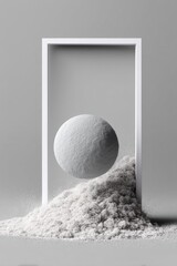 Aufkleber - Minimalist Sphere Emerging from Powdered Texture Cutting-Edge Design Concept Blending Geometric Abstraction with Monochromatic Sculptural Innovation
