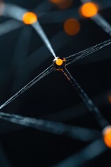 Fototapete - Quantum Connectivity Visualized Next-Gen Network Infrastructure with Dynamic Digital Nodes, Emerging Tech Innovation for AI-Driven Business Transformation