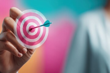 Fototapete - Precision Targeting in Digital Marketing Holographic Goal Achievement Strategy with Vibrant Minimalist Aesthetic for Next-Gen Business Performance