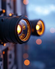 Poster - Cinematic Tech Illumination Advanced Lens Design with Glowing Optical Elements - Cutting-Edge Visual Innovation and Creative Digital Production Aesthetics