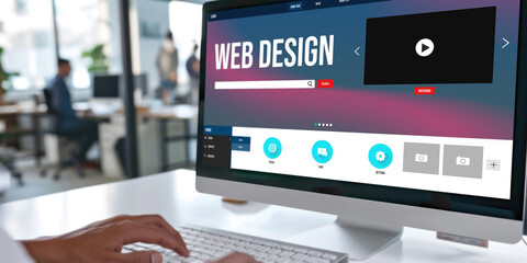 Fototapete - Website design software provide brisk template for online retail business and e-commerce