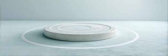 Leinwandbilder - Minimalist Podium Showcase Sleek Circular Platform in Soft Monochrome, Embodying Contemporary Design Trends for Premium Product Presentation and Immersive Visual Storytelling
