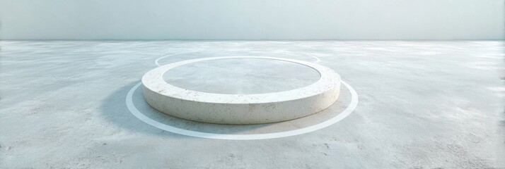 Aufkleber - Minimalist Product Showcase Elevated Circular Podium in Monochromatic Frozen Landscape - Modern Design for Premium Brand Marketing and Conceptual Visual Storytelling