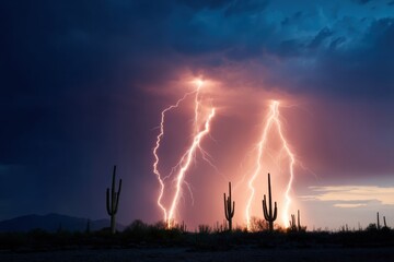 Aufkleber - Resilient Natures Power Epic Arizona Monsoon Lightning Landscape - Climate Crisis Visual Storytelling for Sustainable Environmental Awareness