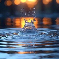 Poster - Captivating water drop reflects a miniature world within