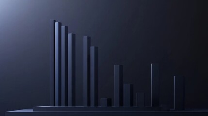 Poster - A modern D bar graph displaying financial performance with rising and falling bars, set against a professional blue and gray background.