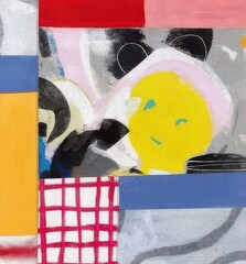 Poster - Abstract Colorful Composition with Geometric Shapes and Expressive Brushstrokes