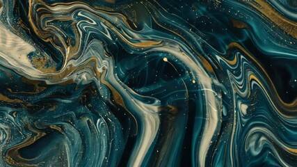 Poster - Abstract art showcases fluid designs with rich navy, gold, and creamy white colors, inviting viewers into a captivating artistic world