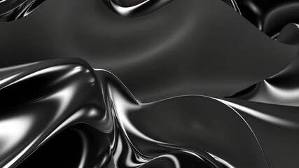Poster - Exploring the beautiful movement of black fabric as it flows smoothly, showcasing stunning contrasts and reflections in a calm environment
