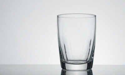 Poster - A single clear glass sitting on top of a table with a simple background