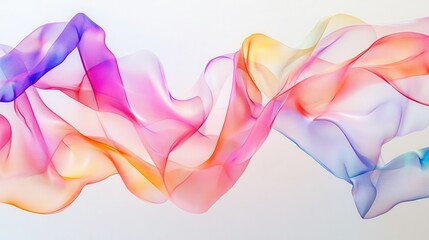Poster - colorful abstract waves of translucent ribbons overlapping on smooth white backdrop
