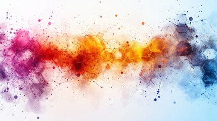 Fototapete - Abstract colorful background with hexagonal patterns and splashes, ideal for digital designs