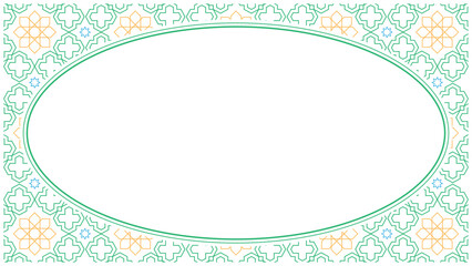 Wall Mural - Elegant frame with geometrical mosaic pattern and oval blank space