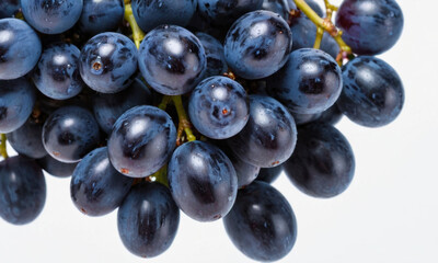 Aufkleber - Fresh black grapes on a white background, ideal for food and beverage advertisements