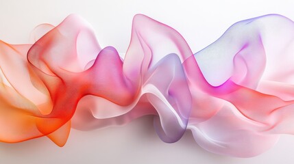 Poster - colorful abstract waves of translucent ribbons overlapping on smooth white backdrop