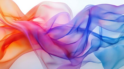 Poster - colorful abstract waves of translucent ribbons overlapping on smooth white backdrop