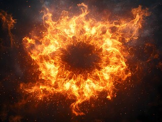 Poster - Fiery mandala pattern formed by intense flames