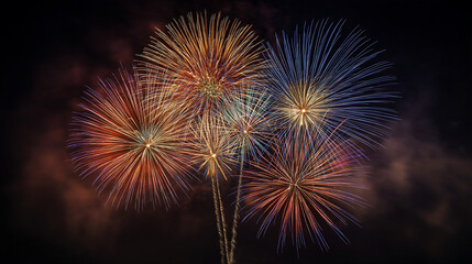 Poster - A vibrant display of fireworks illuminating the night sky with bursts of color and intricate patterns