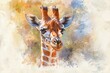 © possawat - Majestic Giraffe Portrait in Colorful Artistic Background